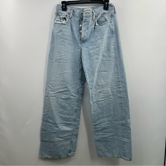 Agolde Low Slung Baggy jeans sz 25 light wash organic cotton wide leg button fly - Picture 1 of 8